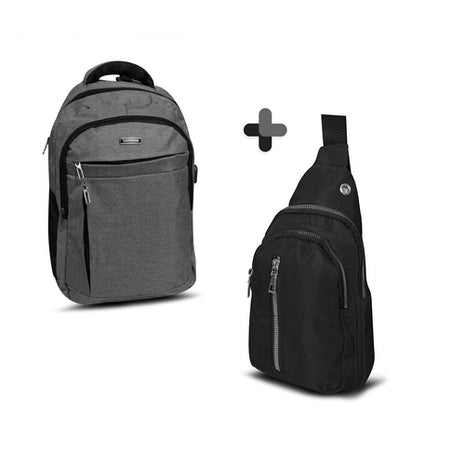 Mc.Carthy combo backpack + crossbody Mod. COMBO MC-022-10 GR, color: gris