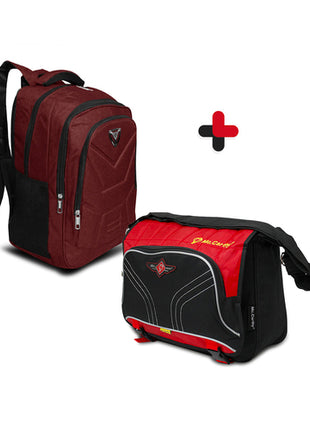 Mc.Carthy combo backpack + portafolio Mod. COMBO MC-022-8 RJ, color: rojo