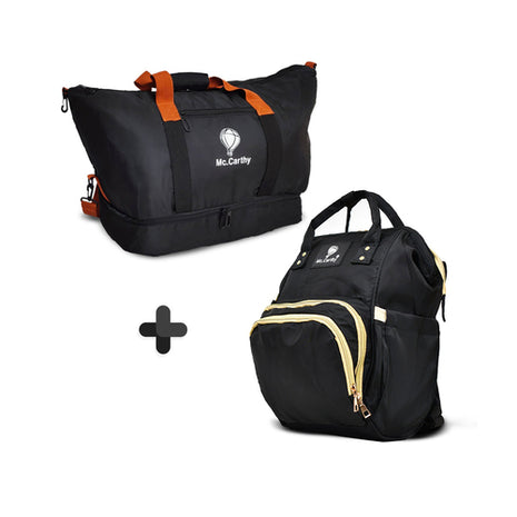 Mc.Carthy combo pañalera backpack + bolso de viaje Mod. COMBO PAN-16 NEG, color: negro