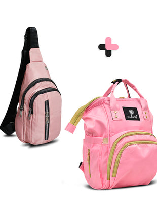 Mc.Carthy combo pañalera backpack + crossbody Mod. COMBO PAN-16 ROS, color: rosa