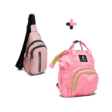 Mc.Carthy combo pañalera backpack + crossbody Mod. COMBO PAN-16 ROS, color: rosa