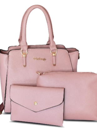 Gogo bolsa Mod. D-75A_RS-COD 4362-ROS, color: rosa, para dama con cosmetiquera y monedero