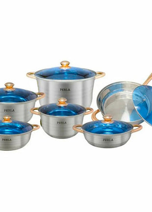 Batería de Cocina Milán Jumbo 12 piezas inoxidable E001MJ Perla