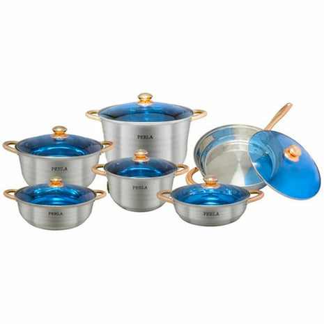 Batería de Cocina Milán Jumbo 12 piezas inoxidable E001MJ Perla