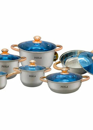 Batería de Cocina Esmeralda 12 piezas inoxidable E003EP Perla