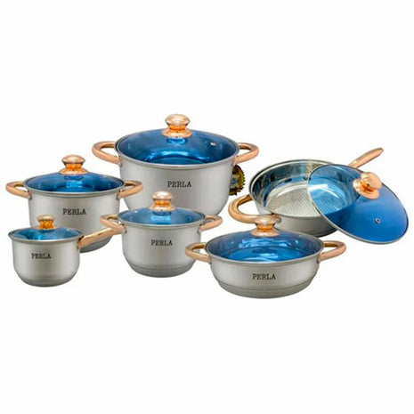 Batería de Cocina Esmeralda 12 piezas inoxidable E003EP Perla