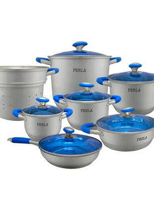 Batería de Cocina Angie 13 piezas inoxidable E007 Perla
