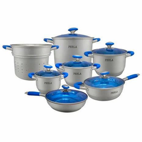 Batería de Cocina Angie 13 piezas inoxidable E007 Perla