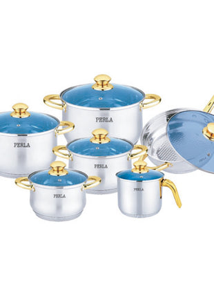 Batería de Cocina Teresa 12 piezas inoxidable E012T Perla