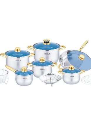 Batería de Cocina Enriqueta 15 piezas inoxidable E015EQ Perla