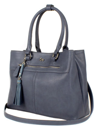Cloe Bolsa Satchel Gris con Colgante de Flecos en color Azul. EHIL632AZULGR