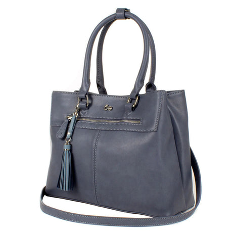 Cloe Bolsa Satchel Gris con Colgante de Flecos en color Azul. EHIL632AZULGR