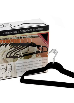 Cohesion Products Set de 50 Ganchos GANTERN con Terciopelo, Negro