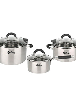 Hudson Batería de cocina de 6 piezas GIM11 acero inoxidable con tapa