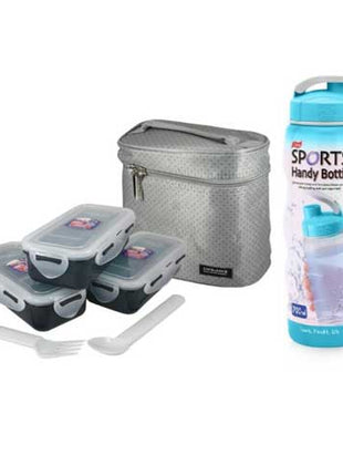 Set de Lonchera y Botella de agua azul Lock & Lock
