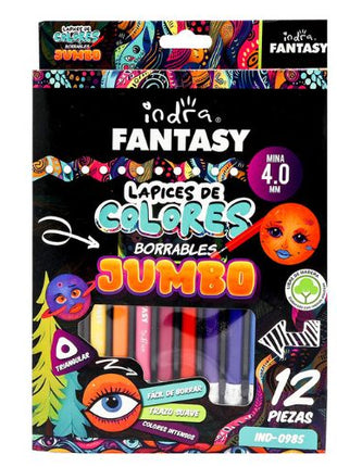 Indra Set 12 Ccolores De Resina Borrables Jumbo Mina 4mm