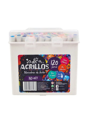 Set 120 marcador acrílico punta pincel IND-1077 Indra