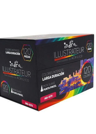 Set 120 piezas marcadores acrílico IND-1079 Indra
