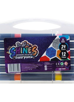 Indra Set 12 Marcadores Glitter Doble Punta