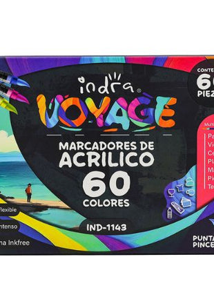 Indra Set 60 Marcadores de Acrílico Punta Pincel