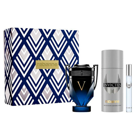 Paco Rabanne Set Invictus Victory Intense Perfume EDP 100ml, Desodorante Corporal 150ml y Spray de Viaje 10ml Caballero