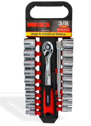 Juego de 22 dados con matraca 3/8” JAC-3821 Mikel's