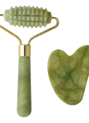 Miniso Set de Masaje Jade Rodillo y Placa Raspadora JADEMASV Verde