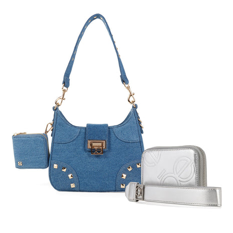 Combo Cloe Bolso y Cartera 2 Pzas | Azul y Plata-2601041