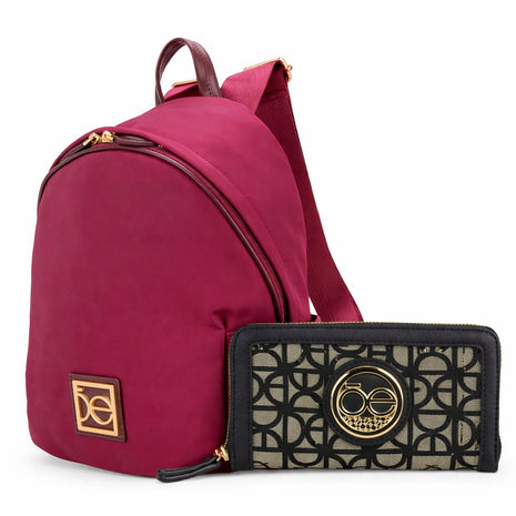 Combo Cloe Mochila y Cartera 2 Pzas | Vino y Negro-2601049