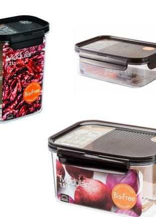 Lock & Lock set de contenedores Mod. LBFLINEANEGRA modular bisfree