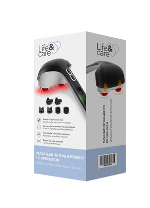 Masajeador Life&Care de Percusion con 2 Cabezales Negro