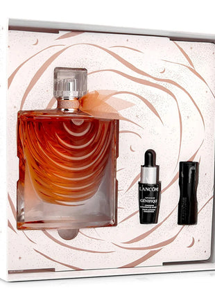 Lancome Set 3 pzas La vie est belle iris absolu edp 100 ml / mini labial absolu rouge cream / suero facial 7 ml. Dama