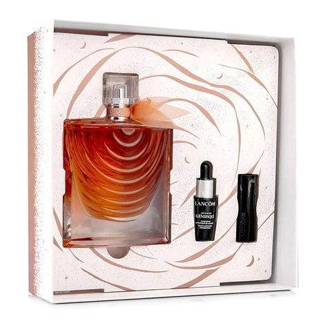 Lancome Set 3 pzas La vie est belle iris absolu edp 100 ml / mini labial absolu rouge cream / suero facial 7 ml. Dama
