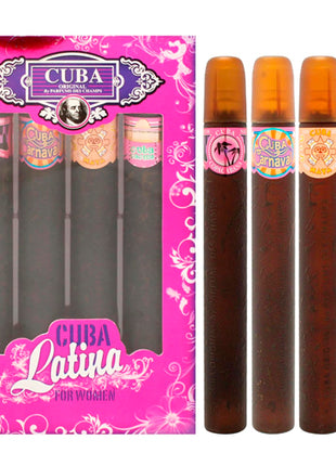 Cuba Set Minis Latina Collection 4 piezas Copacabana 35 ml + Carnaval 35 ml + Maya 35 ml + Cactus 35 ml. Dama