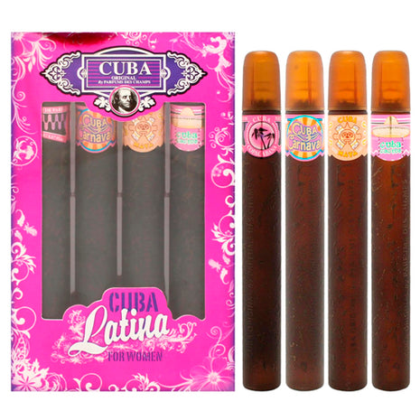 Cuba Set Minis Latina Collection 4 piezas Copacabana 35 ml + Carnaval 35 ml + Maya 35 ml + Cactus 35 ml. Dama