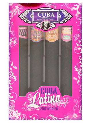 Cuba Set Minis Latina Collection 4 piezas Copacabana 35 ml + Carnaval 35 ml + Maya 35 ml + Cactus 35 ml. Dama