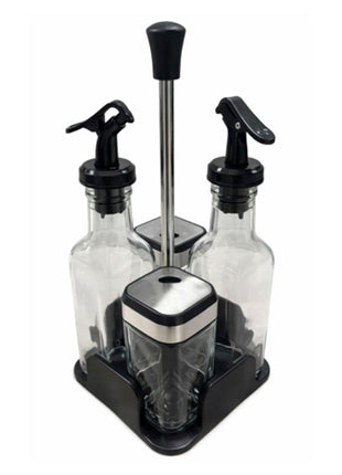 Good & Good Juego de 2 condimentos y 2 aceiteras M10-JC0038 transparente con base