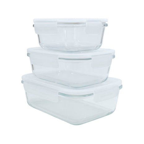 Good & Good Set de 3 recipientes M146-JR0001 transparente de vidrio con tapa hermética