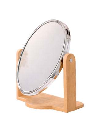 Good & Good Espejo M150-ER0001 plata con madera ovalado con base de bambú