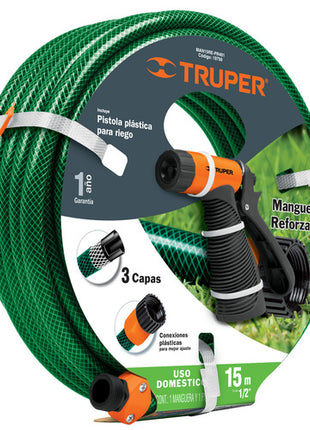 Pallet de manguera 15m y pistola MAN15RE-PR401 Truper