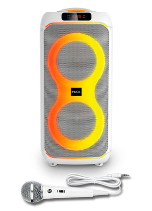 Misik Bafle MB2208B blanco TWS Amplificado Bluetooth doble 8" luz LED