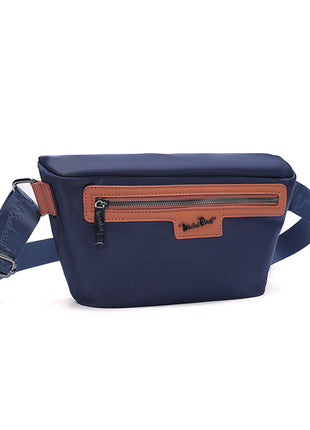 Michel Domit Crossbody para caballero MDTBAGSSM04AZ azul con camel con compartimento principal con cierre