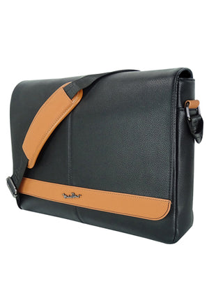Michel Domit Portafolio MDTCBSSM02NGR negro con camel con compartimento principal con broche magnético