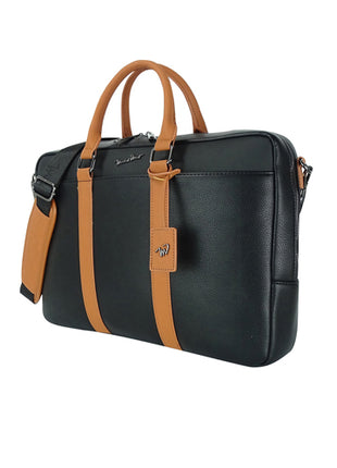 Michel Domit Portafolio para caballero MDTPTSSM05NGR negro con camel con compartimento principal con cierre
