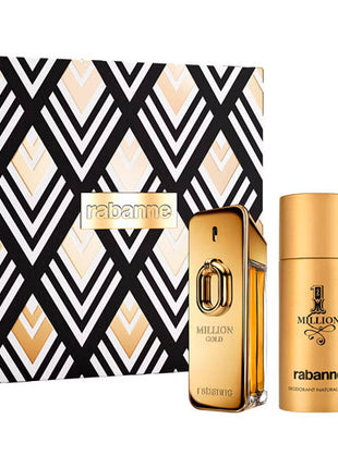 Paco Rabanne Set Million Gold Perfume EDP 100ml, Desodorante 150ml y Spray de Viaje 10ml Caballero