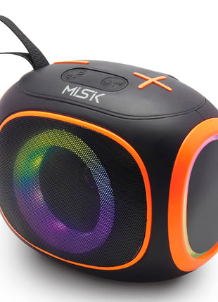 Misik Bocina Portátil MS223 negro con naranja TWS con luz LED y reproductor tarjeta SD