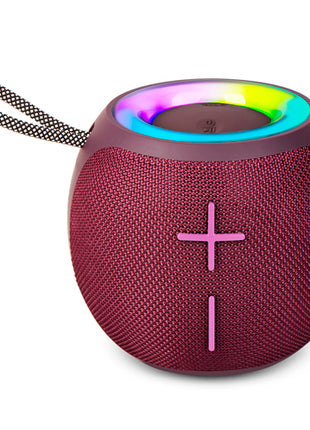 Misik Bocina portátil TWS MS242 morado con luz LED y reproductor tarjeta SD