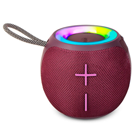Misik Bocina portátil TWS MS242 morado con luz LED y reproductor tarjeta SD