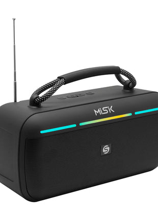 Misik Bocina Portátil MS250 negro TWS con luz LED y reproductor tarjeta SD