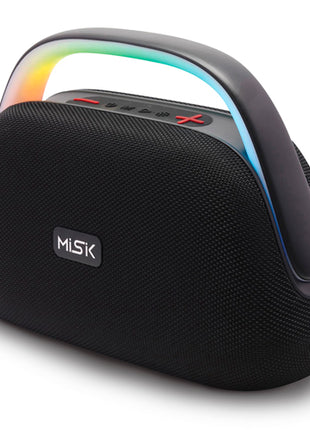 Misik Bocina Portátil MS268NG negro TWS con luz LED y reproductor tarjeta SD